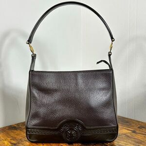 Gianni Versace Vintage Sunburst Shoulder Bag Dark Brown Patent Leather